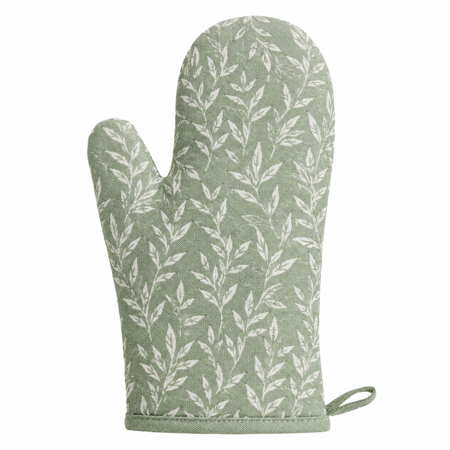 Gant de Cuisine Antichaleur Motif Feuilles Vert
