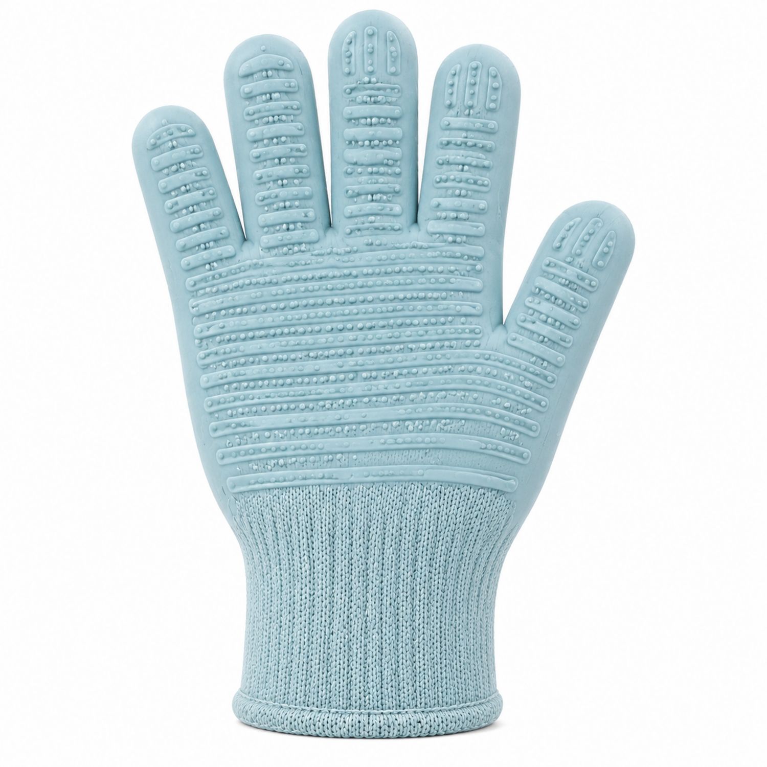 Gant de cuisine anti-chaleur bleu ciel avec surface texturée