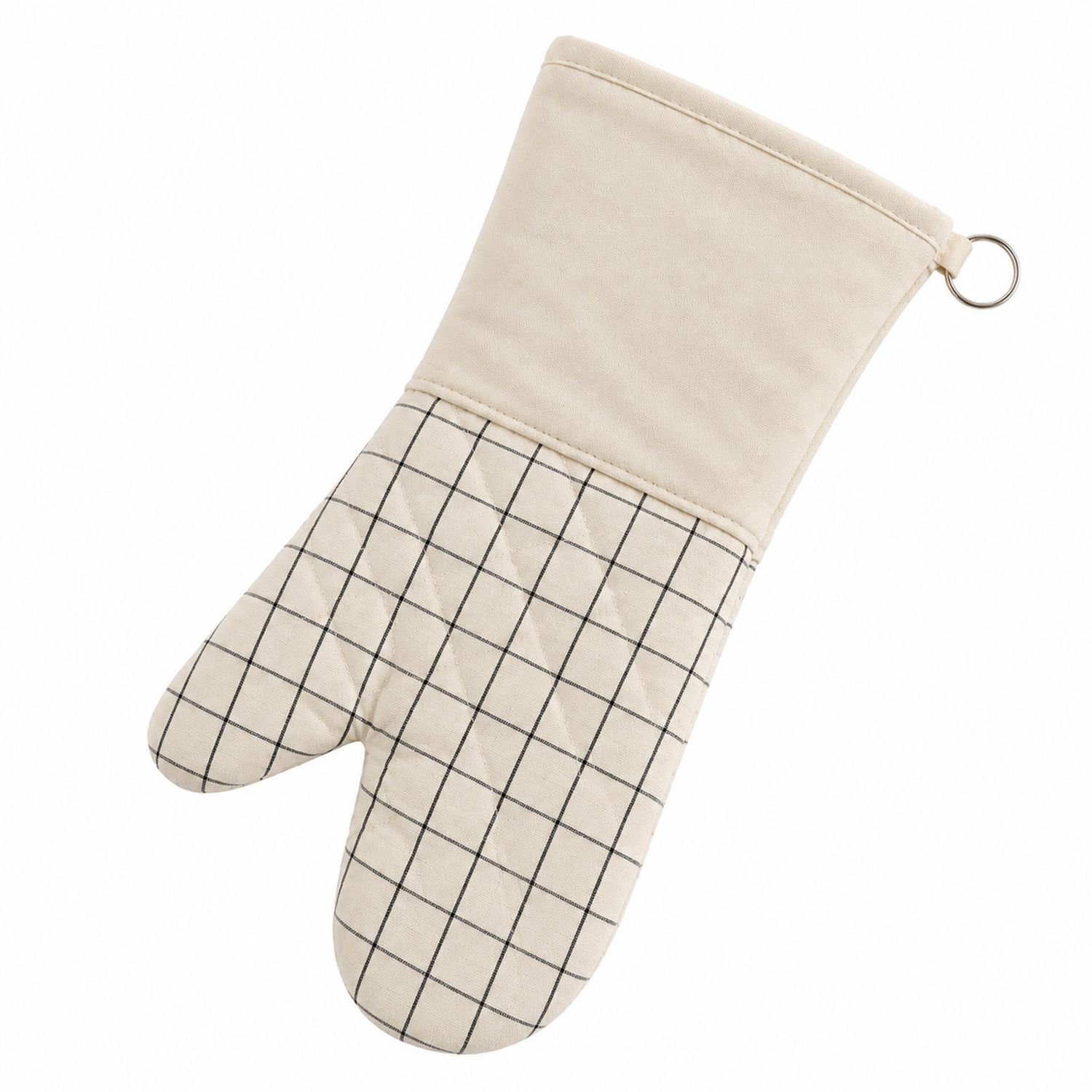 Gant de Cuisine Antidérapant à Carreaux Beige et Noir