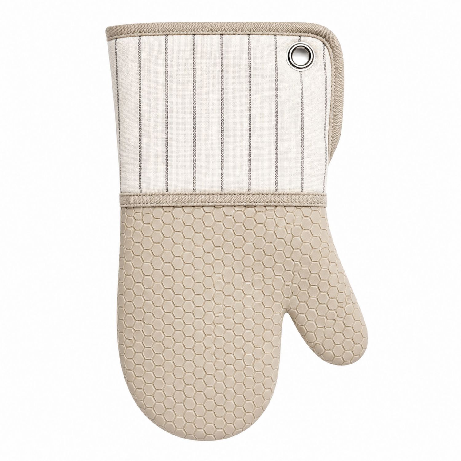 Gant de Cuisine Antidérapant Beige à Rayures