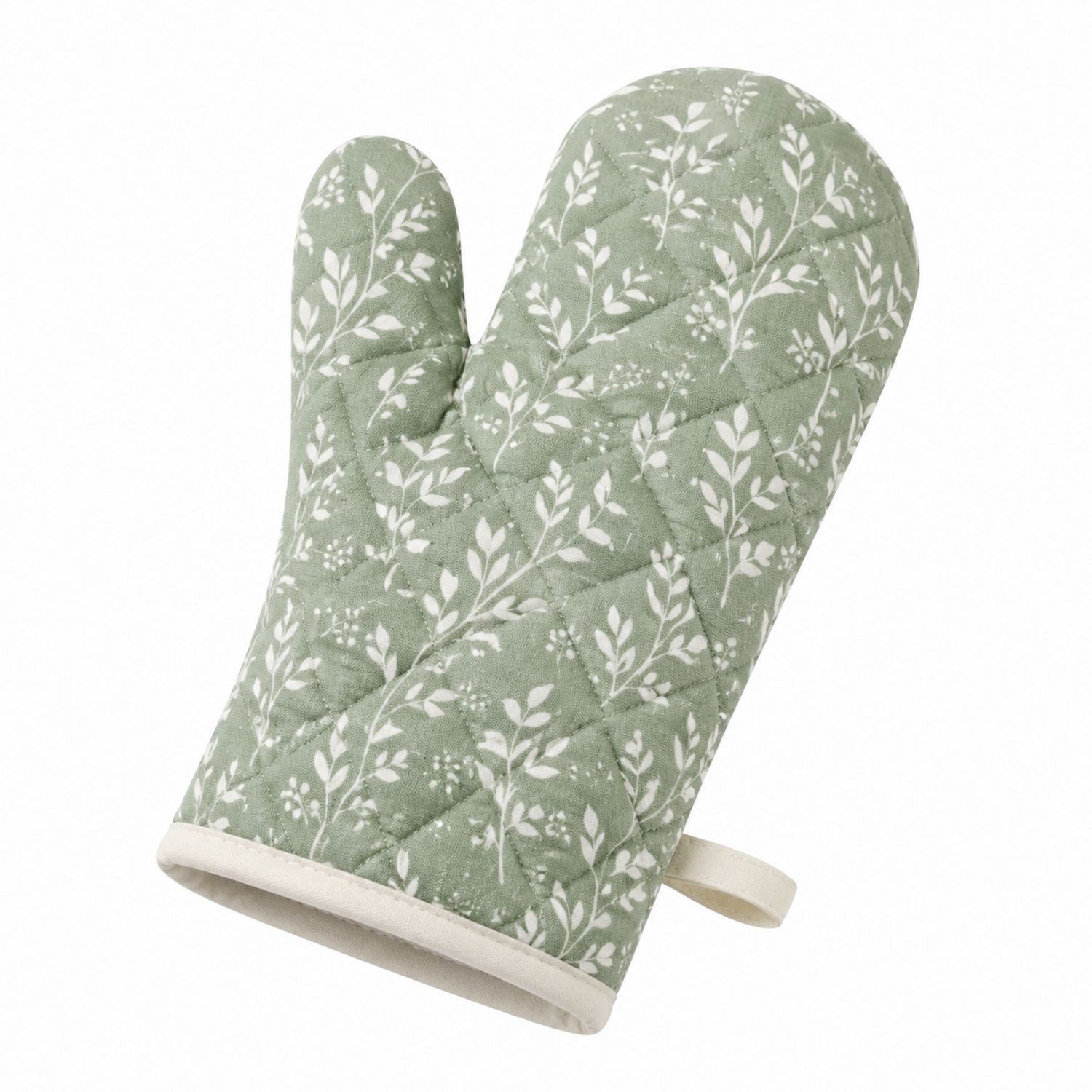 Gant de Cuisine Résistant à la Chaleur Motif Feuilles Vert