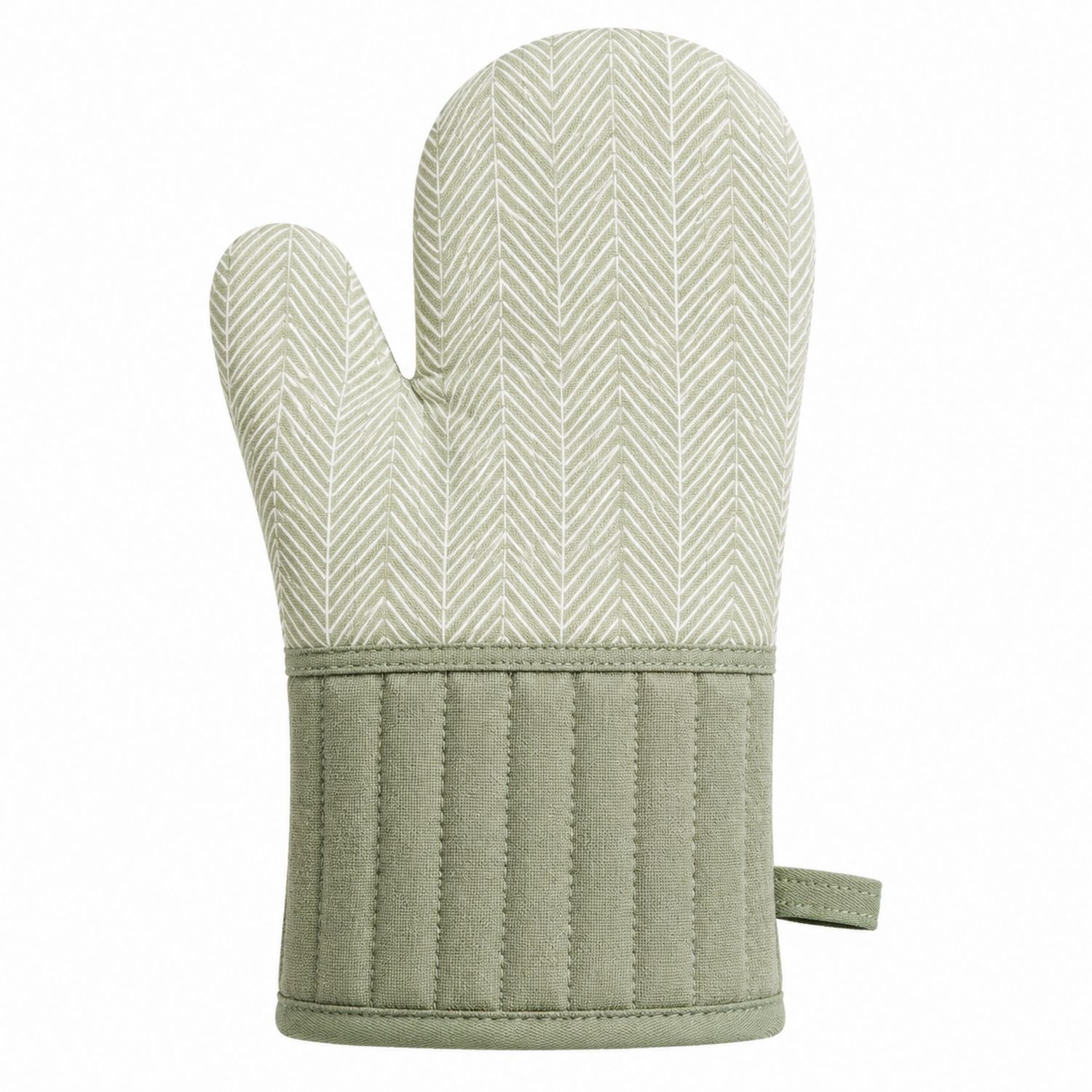 Gant de Cuisine Isolant Vert Motif à Chevrons