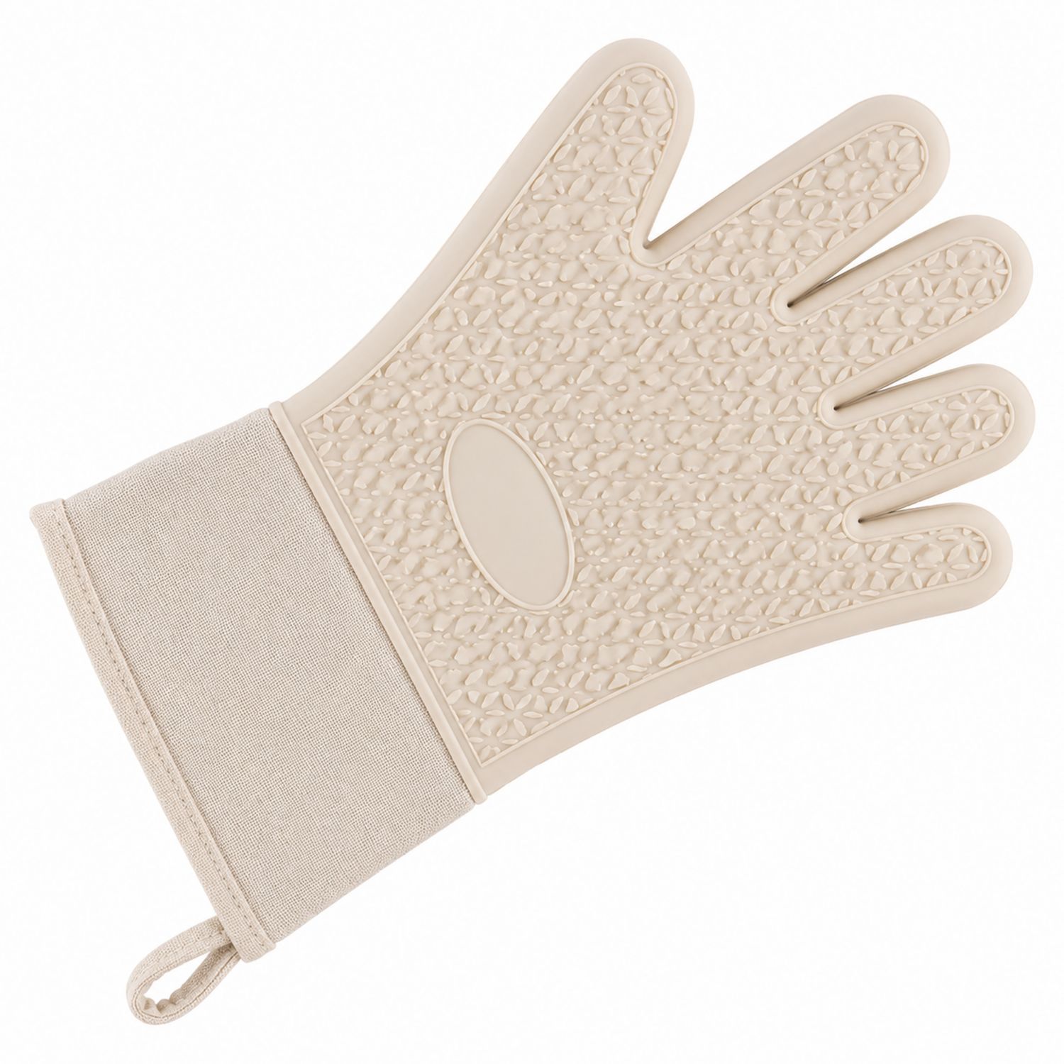 Gant de Cuisine Résistant à la Chaleur Beige avec Anneau de Suspension