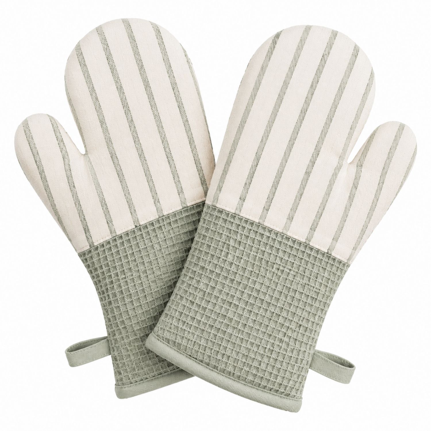 Gants de Cuisine Rayés Vert Clair et Beige
