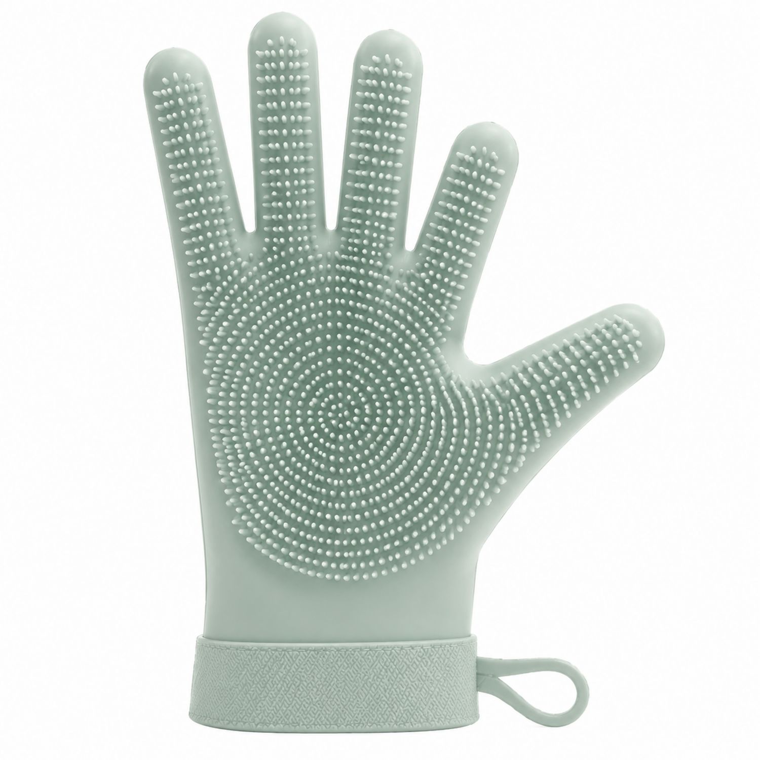 Gant en Silicone Vert pour Vaisselle et Soins des Animaux avec Picots