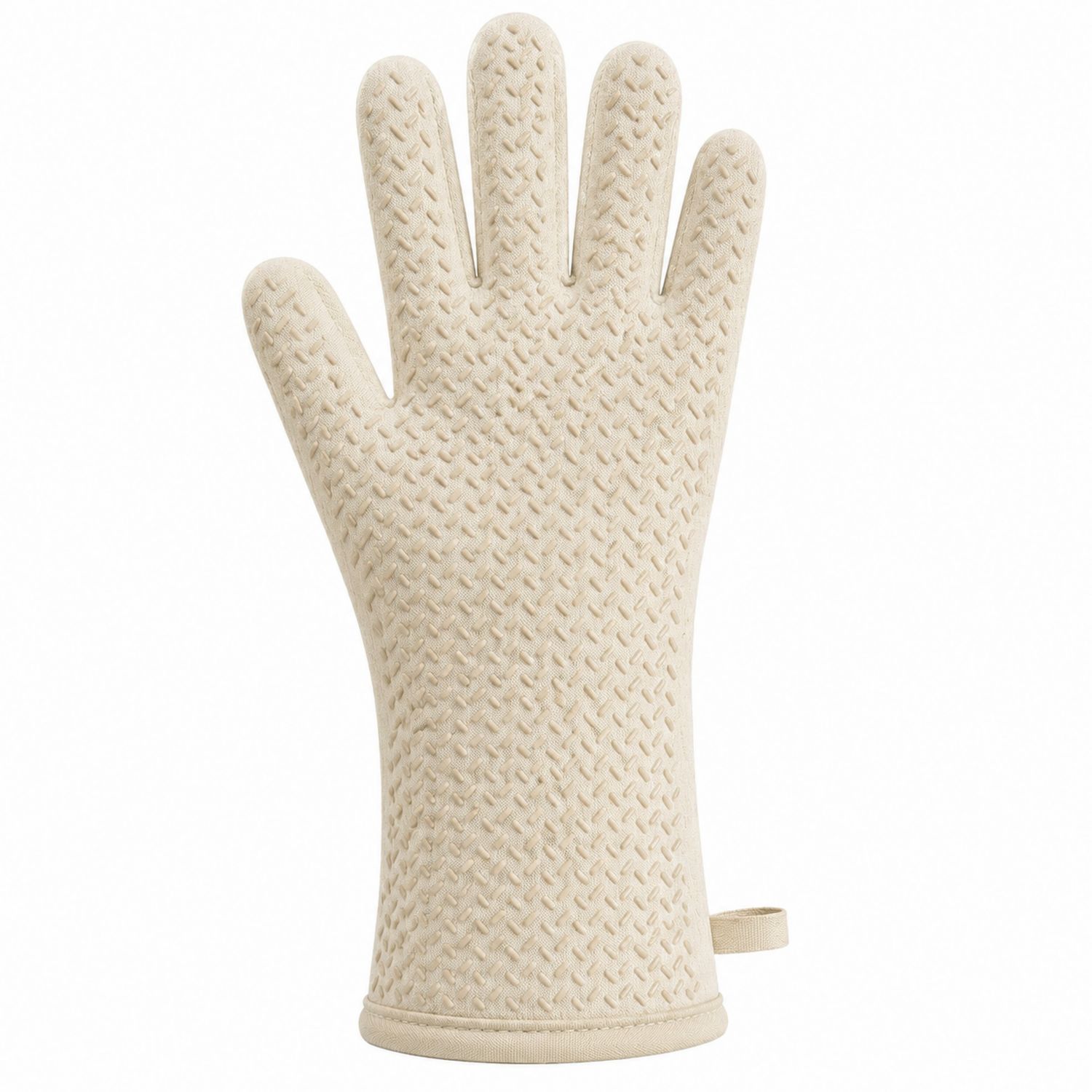 Gant de cuisine anti-chaleur beige avec texture antidérapante