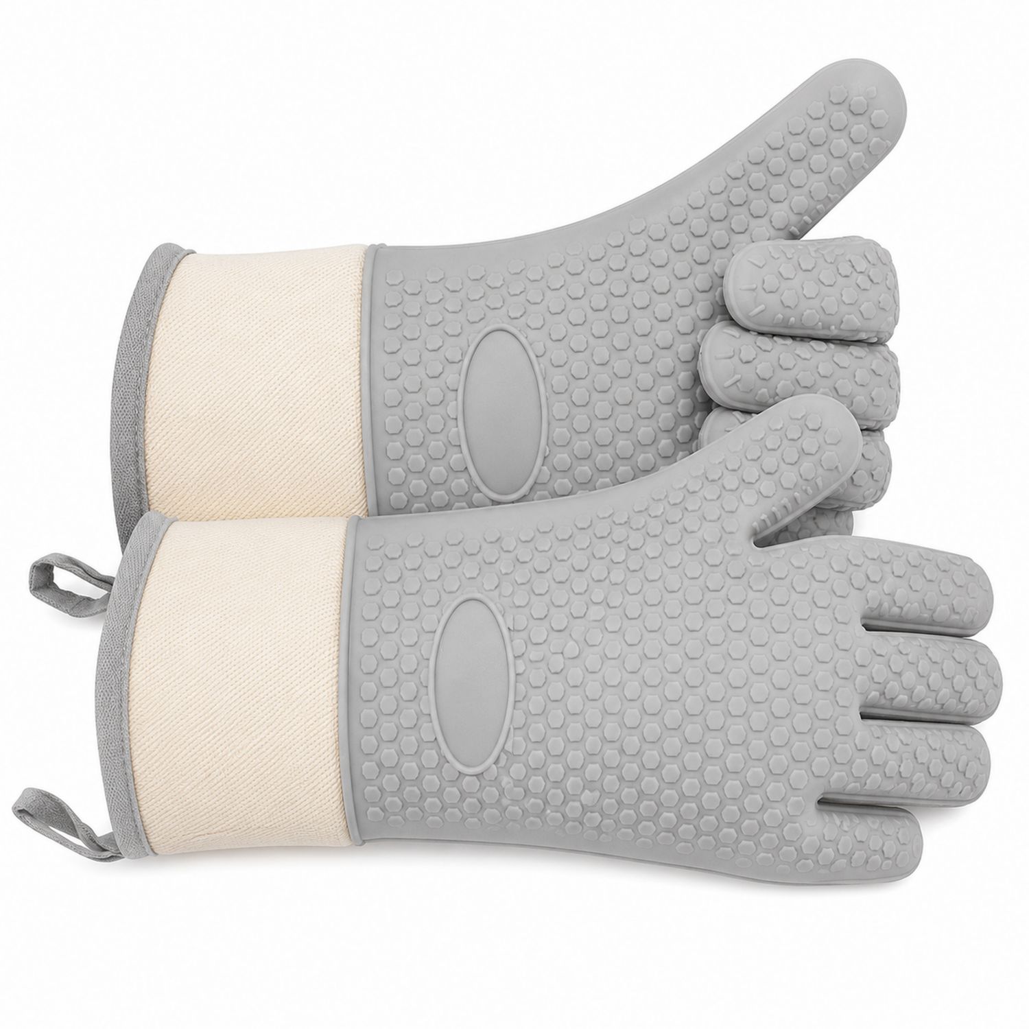 Gants de Cuisine Antidérapants Thermiques Gris et Beige