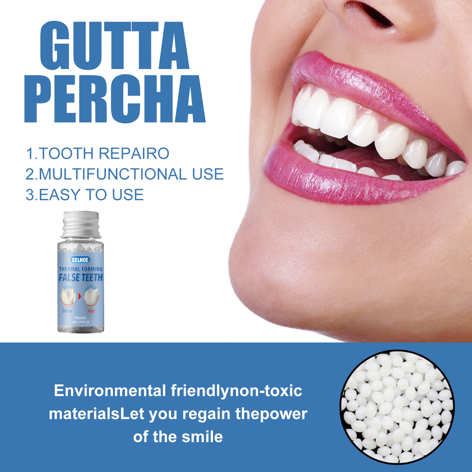 Instant Smile Temporary Tooth Repair Kit – Moldable Thermal Beads for Missing Teeth