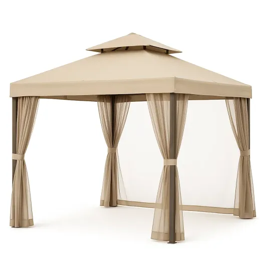 Pavillon Garten Beige Polyester Stahlrahmen-meubolvia
