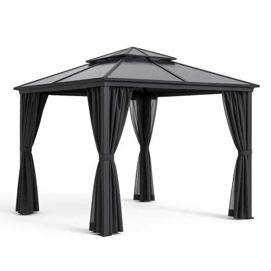 Pavillon aus Aluminium mit Polycarbonatdach in Schwarz-meubolvia
