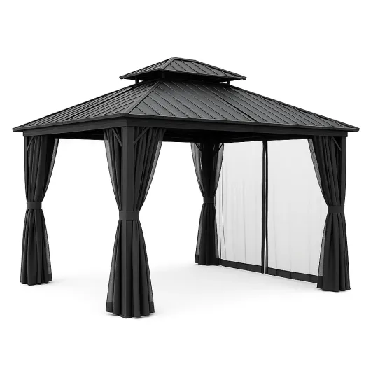 Aluminium Pavillon 3x4m mit Vorhängen-meubolvia