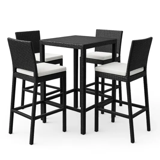 Rattan Gartenmöbel-Set Schwarz mit Kissen-meubolvia
