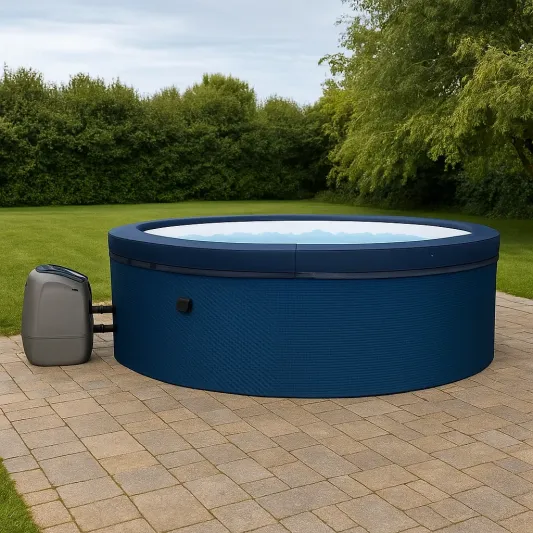 Runder Aufstellpool Blau Stahl PVC-pravelion