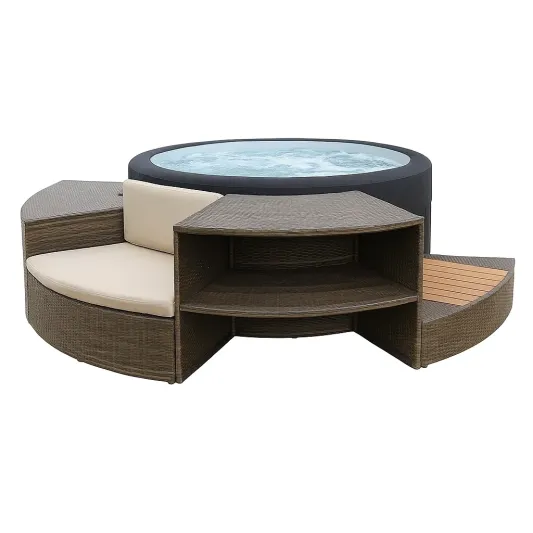 Aufblasbarer Whirlpool Sechseck Schwarz Blau 185cm-pravelion