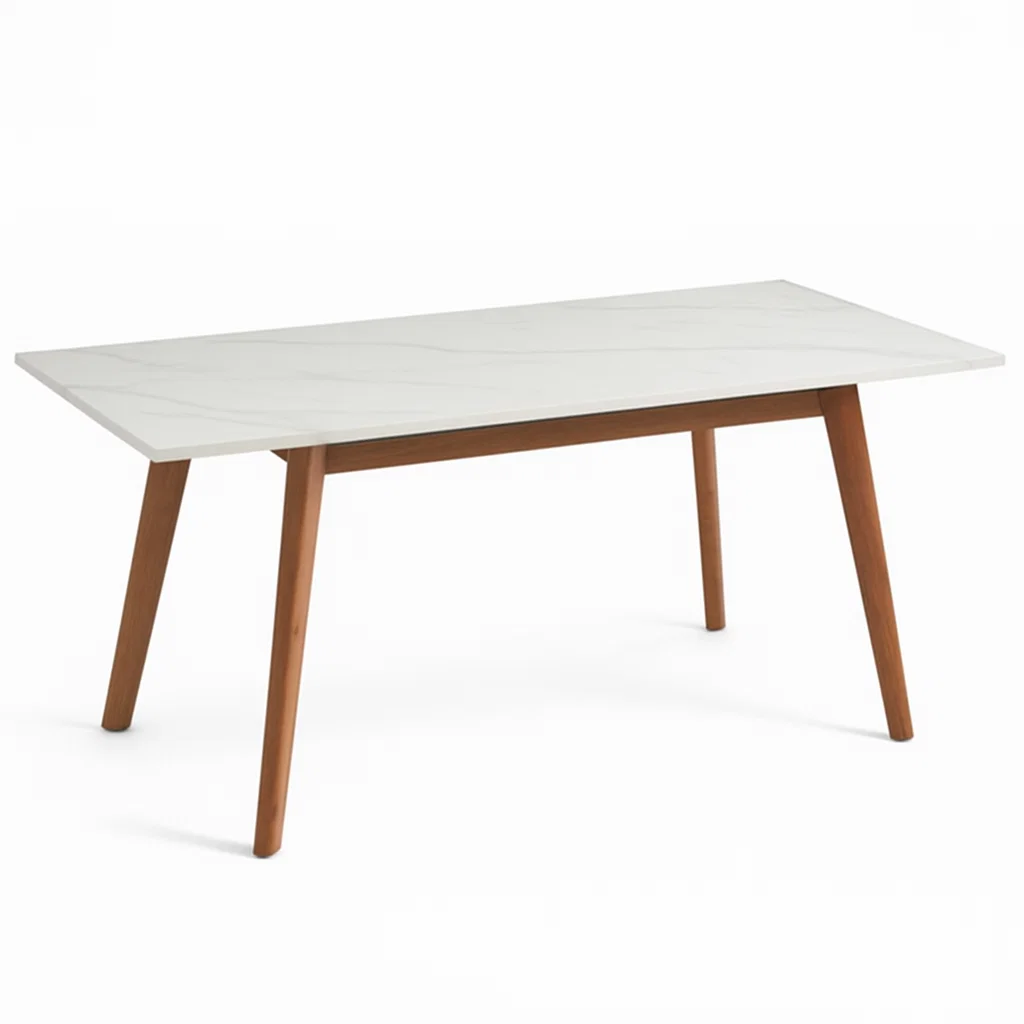 Esstisch aus Marmorimitat und Massivholz 160x90x76cm-pravelion