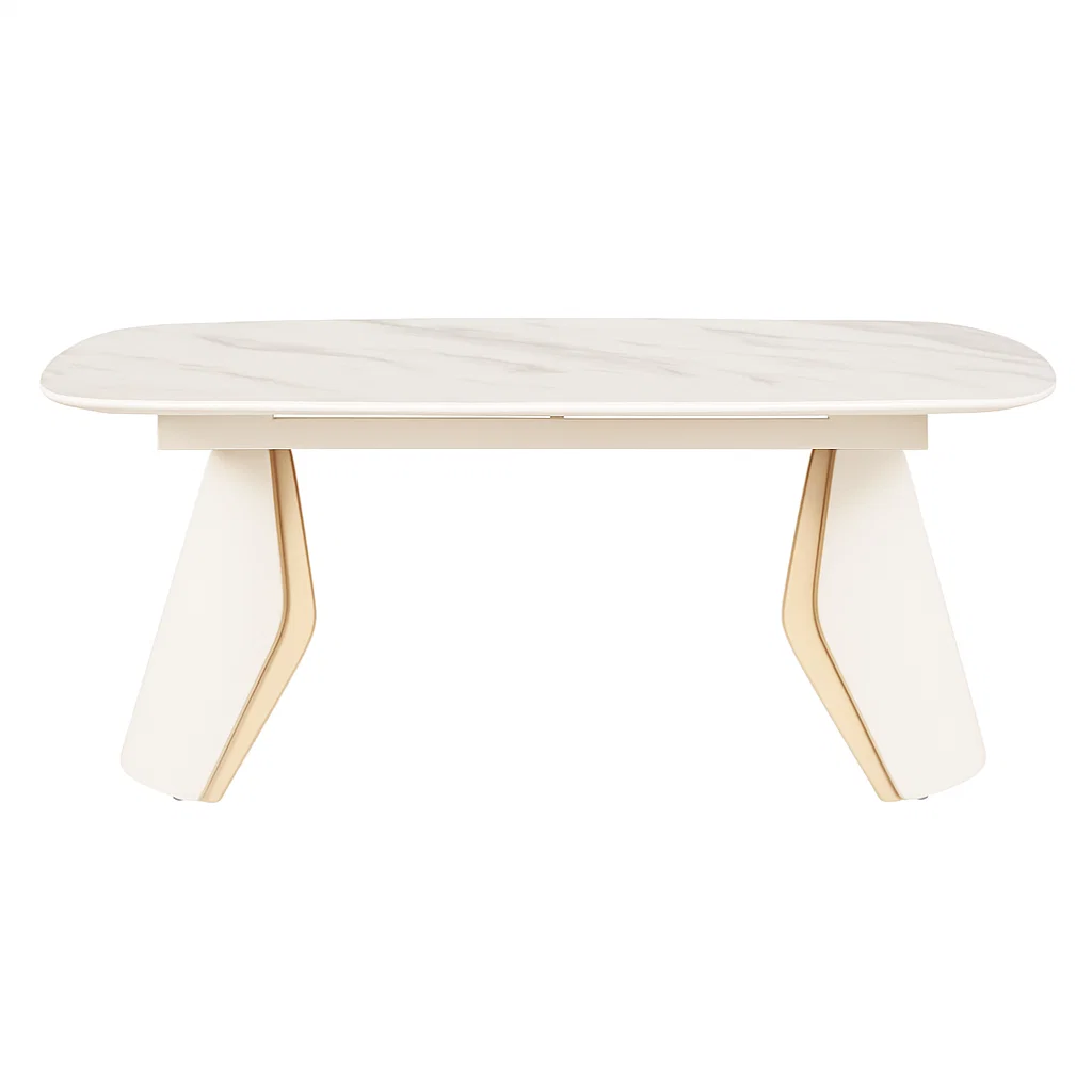 Esstisch aus Kunstmarmor und Holz 180x90x75 cm Oval Weiß-pravelion