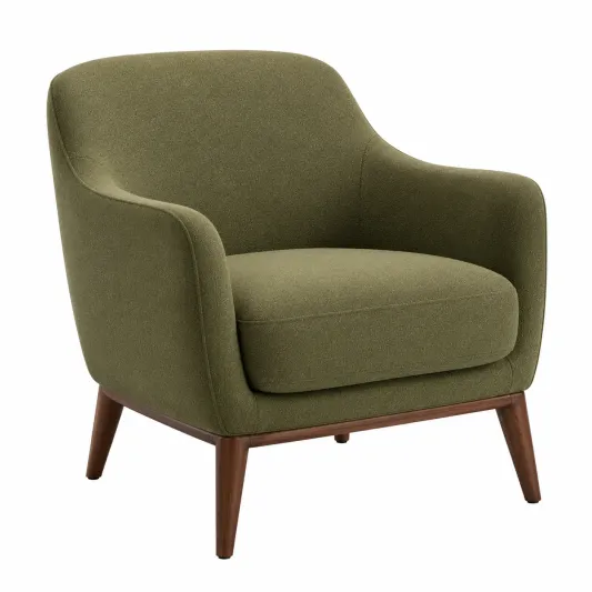 Sessel Stoff Grün 75x85x80cm Massivholz-pramvique