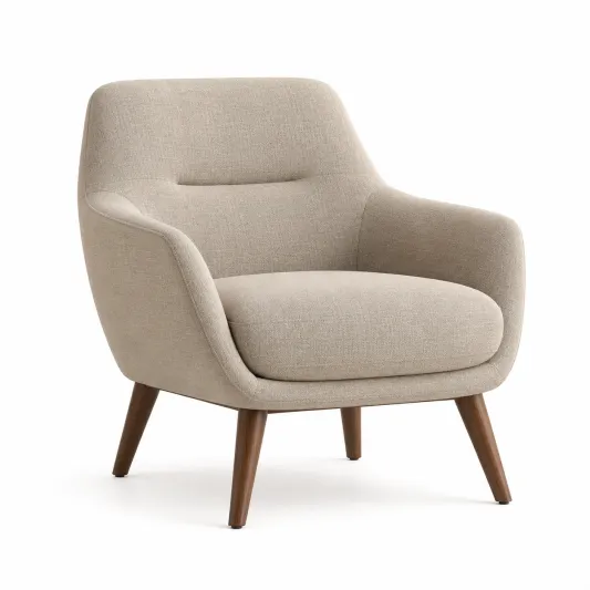 Polstersessel Beige Stoff Holzbeine 85cm-pramvique