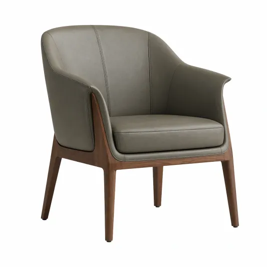 Sessel PU-Kunstleder Walnussholz Braun-pramvique