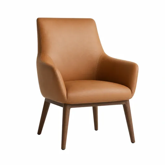 Sessel Leder Cognac Massivholz 85cm x 65cm x 75cm-pramvique