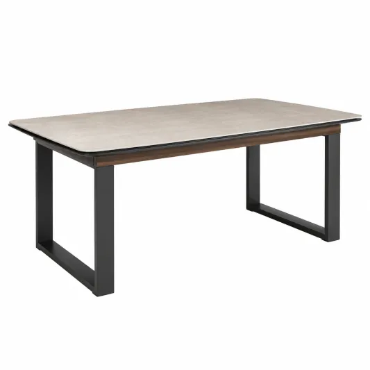 Keramiktisch Rechteckig Grau Feinsteinzeugplatte Metallbeine 180x90x75 cm-pramvique