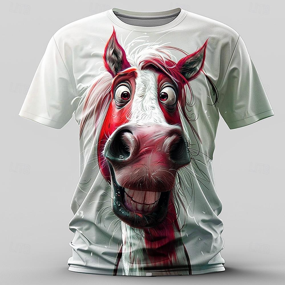 Men's Graphic Horse T Shirt Short Sleeve T shirt 3D Print Crew Neck Shirt Retro Vintage Casual Street Style Sports Outdoor Holiday Going out Red Blue Orange Spring & Summer Clothing Apparel S M L XL 2026 - $19.49 &ndash;P5