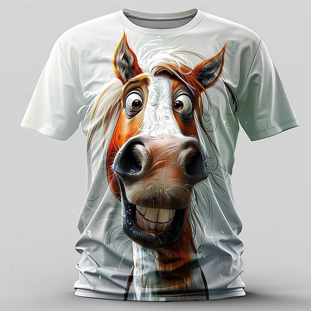 Men's Graphic Horse T Shirt Short Sleeve T shirt 3D Print Crew Neck Shirt Retro Vintage Casual Street Style Sports Outdoor Holiday Going out Red Blue Orange Spring & Summer Clothing Apparel S M L XL 2026 - $19.49 &ndash;P1