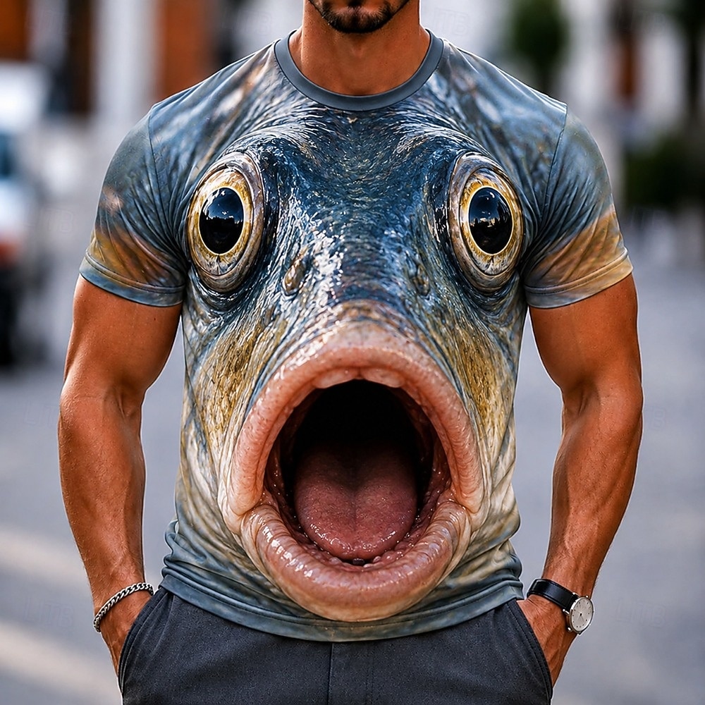 Men's Animal Fish T Shirt Short Sleeve T shirt 3D Print Crew Neck Shirt Funny Casual Daily Street Blue Summer Spring Clothing Apparel S M L XL 2XL 3XL 2026 - &euro;19.99 &ndash;P1