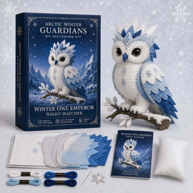 Winter Owl Emperor Arctic Winter Guardians DIY patchwork kit