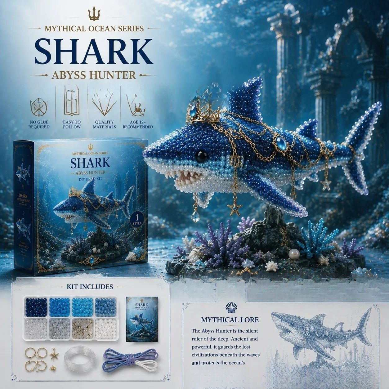 Mythical Ocean Shark DIY bead kit style