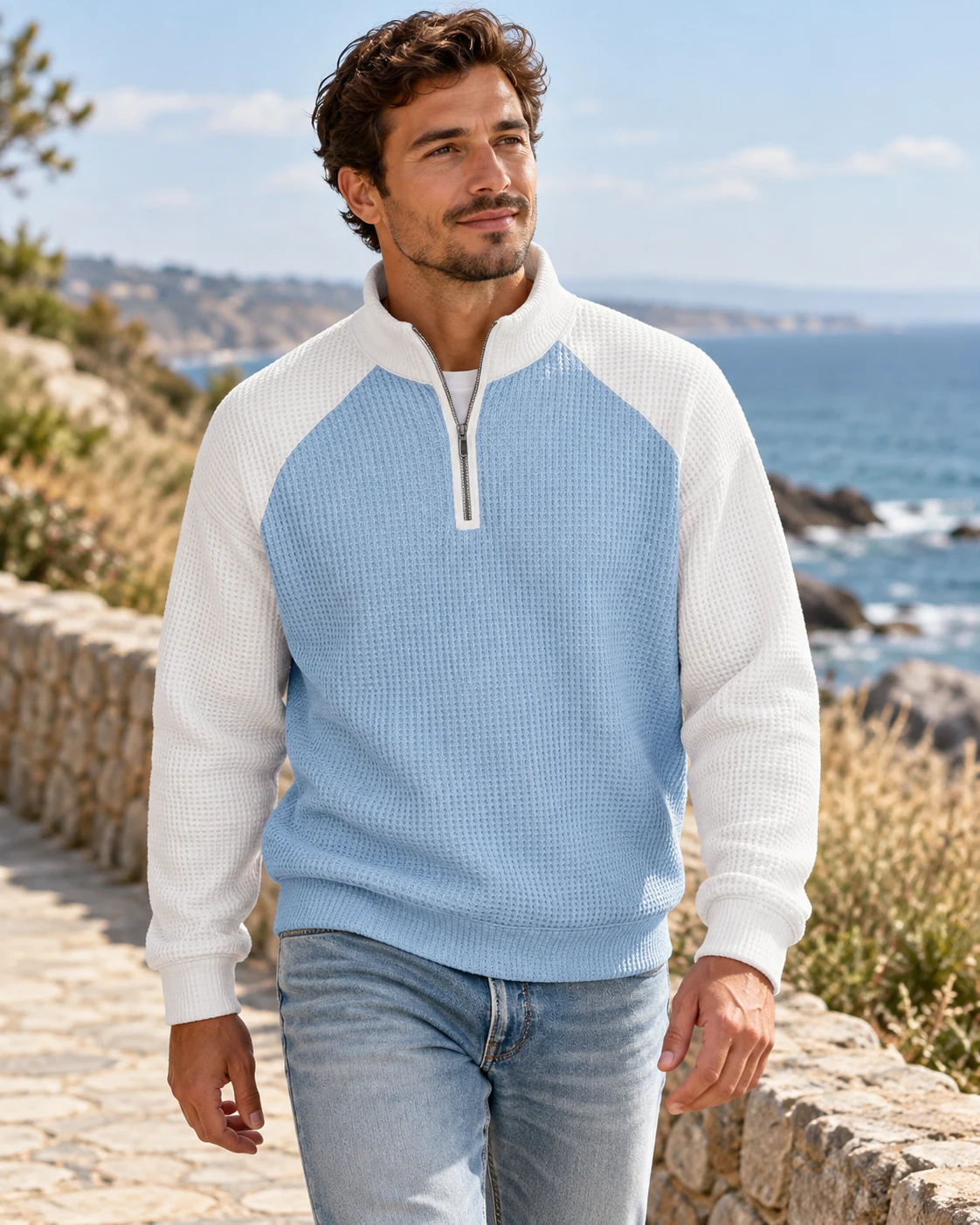 Color-Block Waffle Knit styled for everyday life