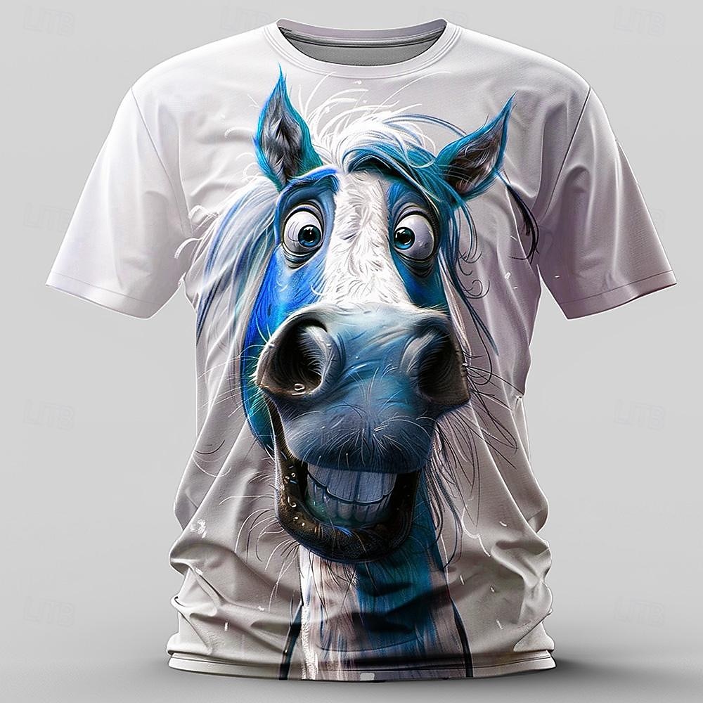 Men's Graphic Horse T Shirt Short Sleeve T shirt 3D Print Crew Neck Shirt Retro Vintage Casual Street Style Sports Outdoor Holiday Going out Red Blue Orange Spring & Summer Clothing Apparel S M L XL 2026 - $19.49 &ndash;P4