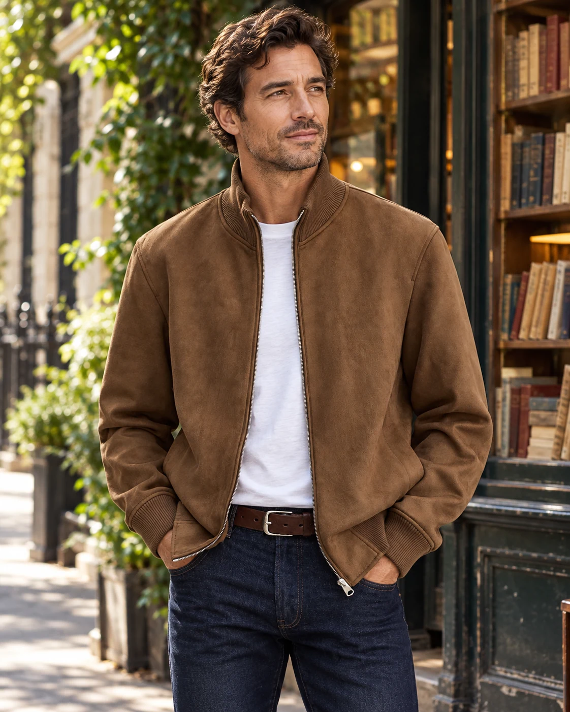 Suede Stand-Collar Jacket styled for everyday life