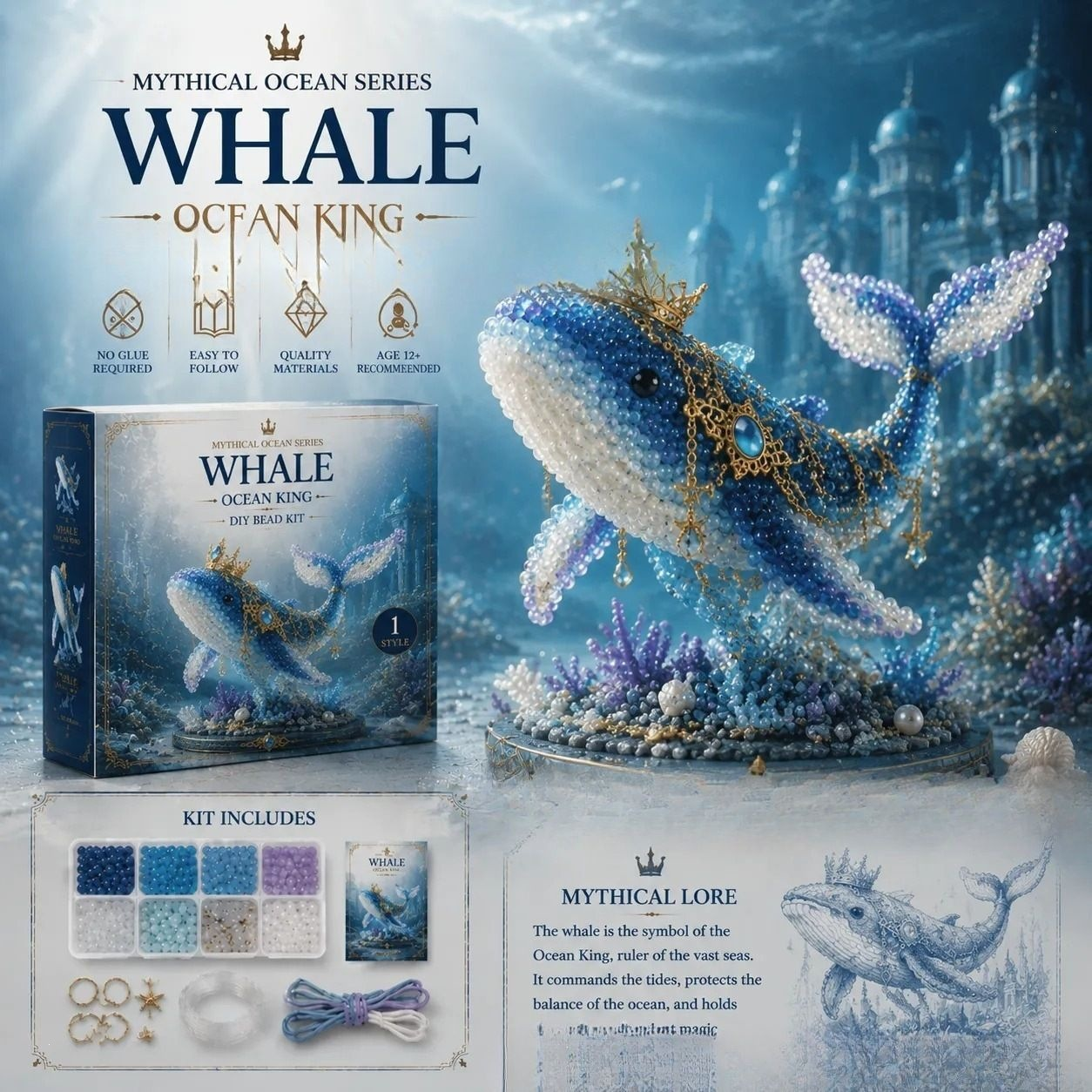 Mythical Ocean Whale DIY bead kit style