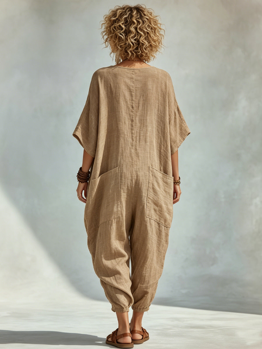 Oversized linen-look jumpsuit – relaxed, comfortable & effortlessly stylish