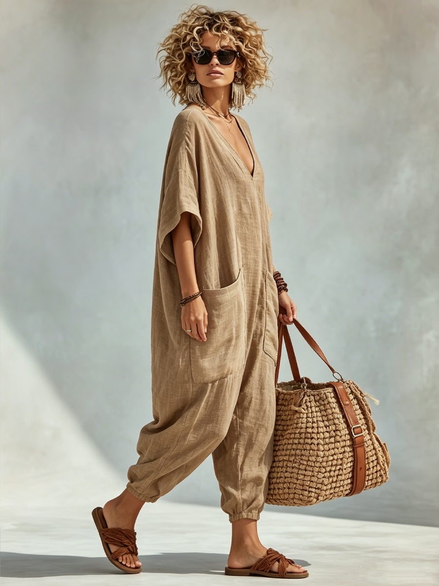 Oversized linen-look jumpsuit – relaxed, comfortable & effortlessly stylish