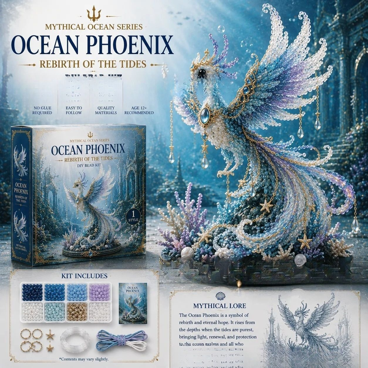 Mythical Ocean Phoenix DIY bead kit style