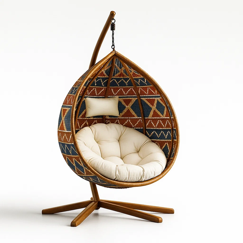 Hängesessel Rattan Baumwolle Beige 120cm-Nestelaroa