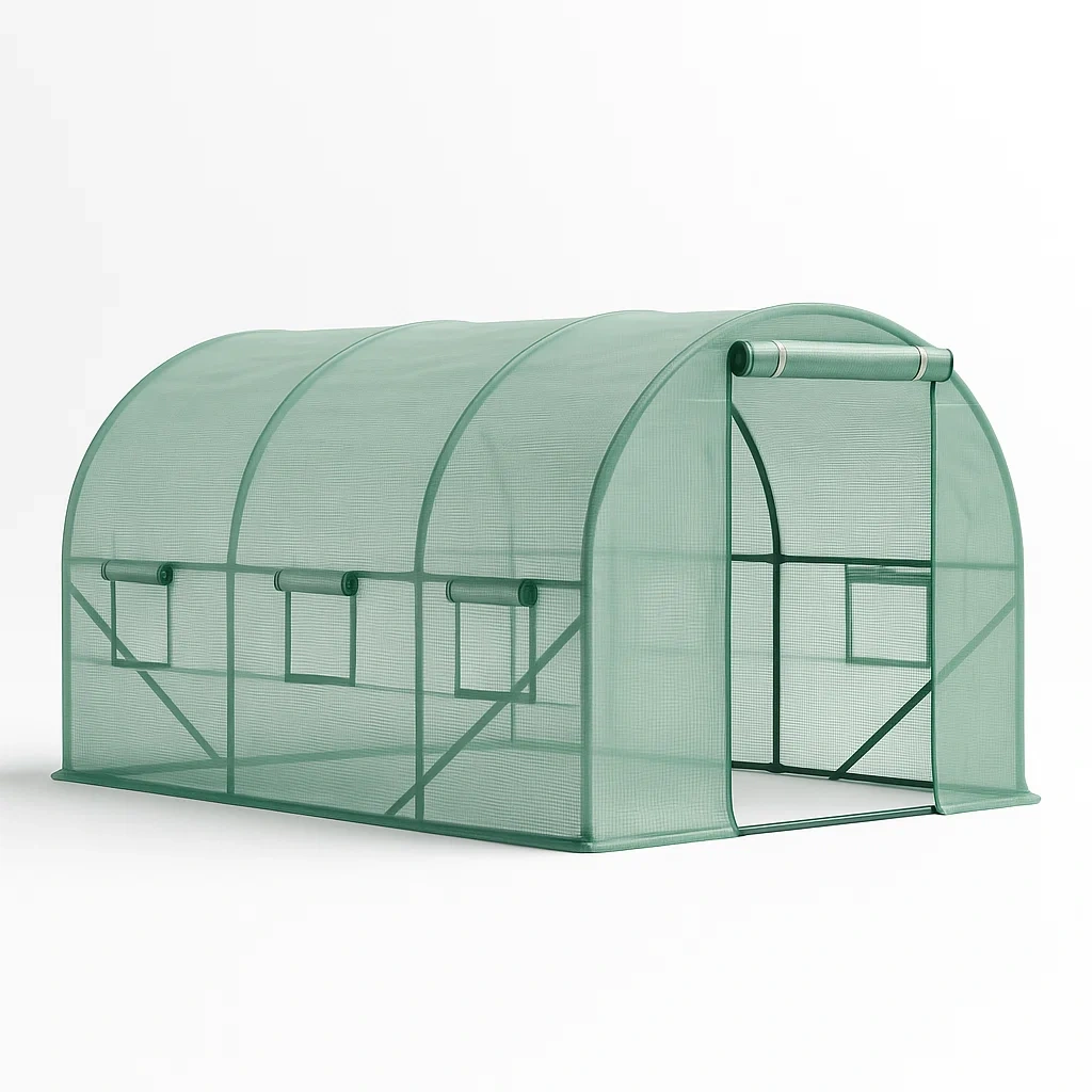 Gewächshaus Tunnelform Stahlrahmen Grüne PVC-Abdeckung 200x100x150 cm-Nestelaroa