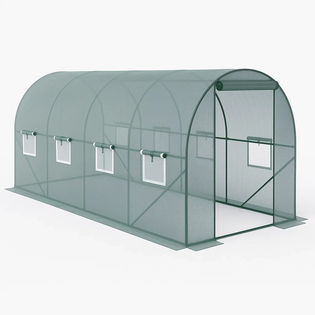 Metall-Gewächshaus mit PE-Folie Grün 3x2x2m-Nestelaroa
