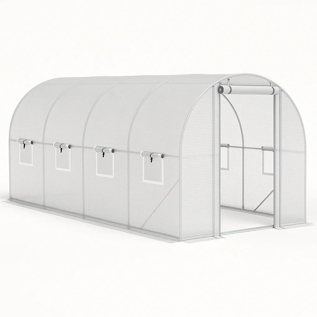 Gewächshaus Tunnel Metallrahmen mit PE-Gitterfolie 300x200x200 cm Transparent-Nestelaroa