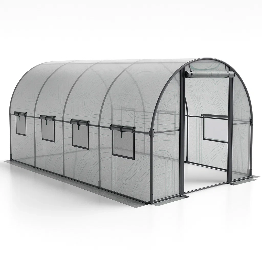 Gewächshaus Stahlrahmen Polyethylen 3x2x2m Grau-Nestelaroa