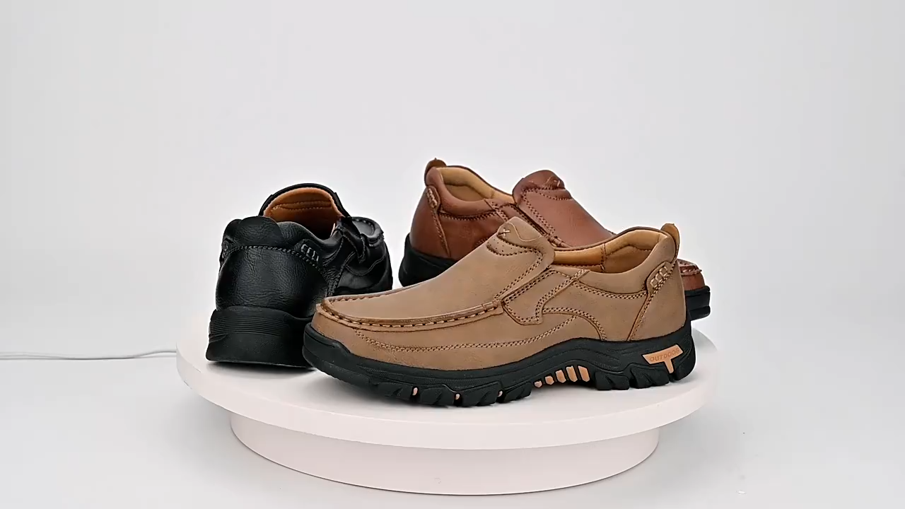 TrailOak® Men’s Genuine Leather Slip-On Walking Shoes