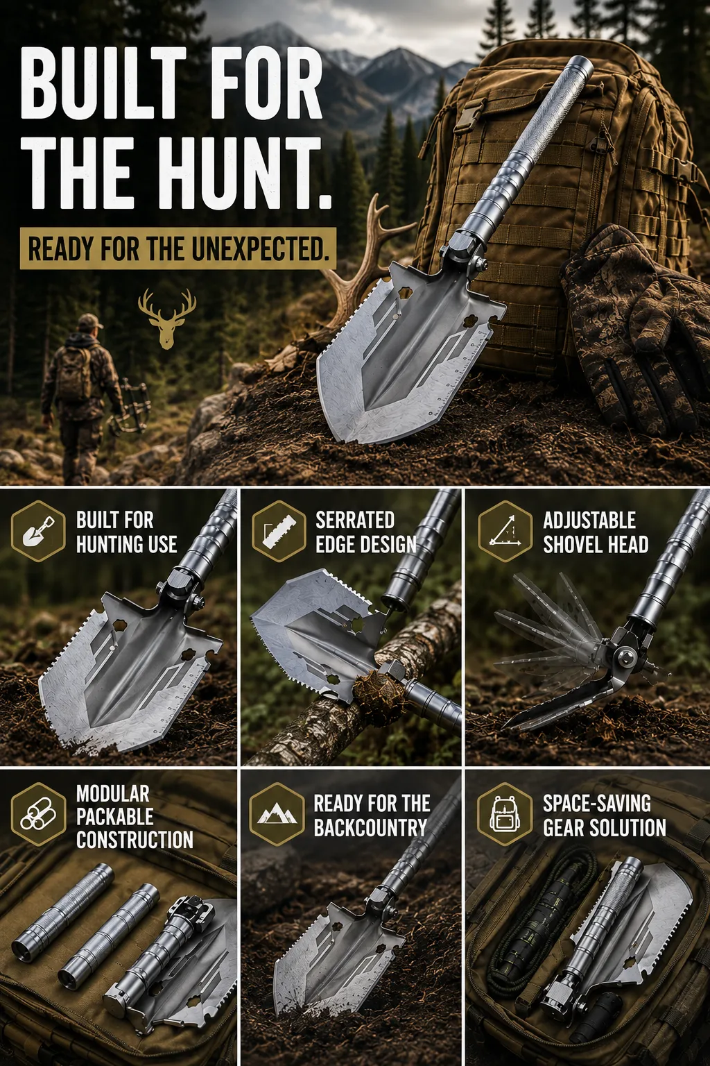 Backcountry Hunting Multi-Tool Shovel