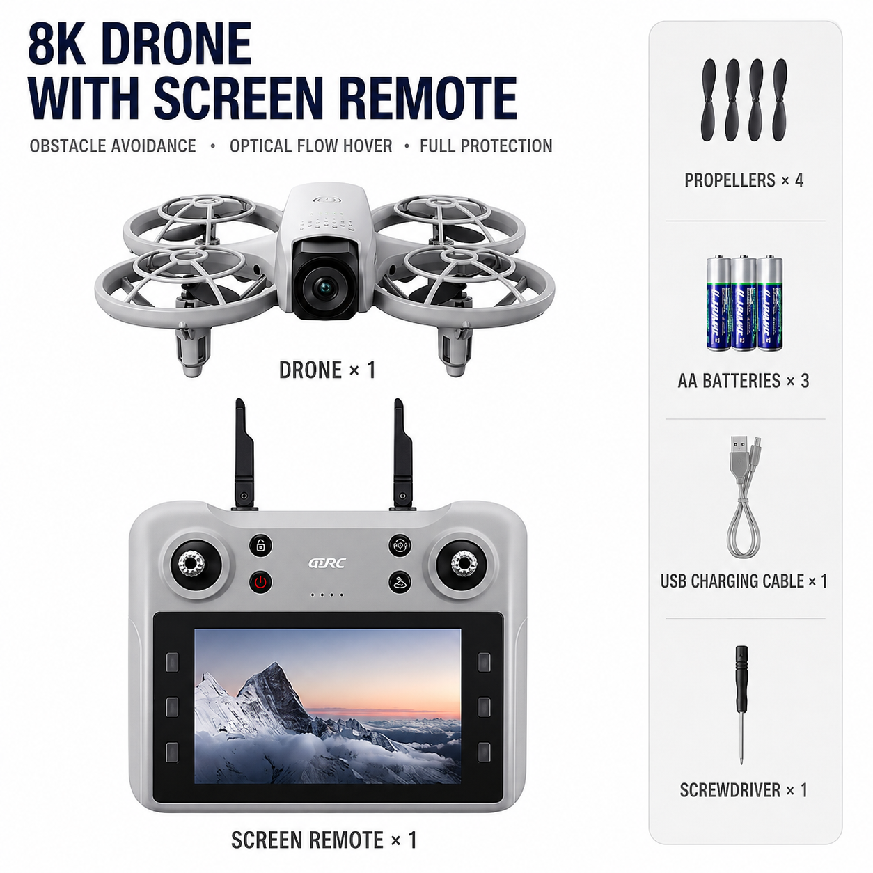 4.5" Screen Outdoor Scout Drone(Dual Camera · Obstacle Avoidance · Optical Flow Positioning)