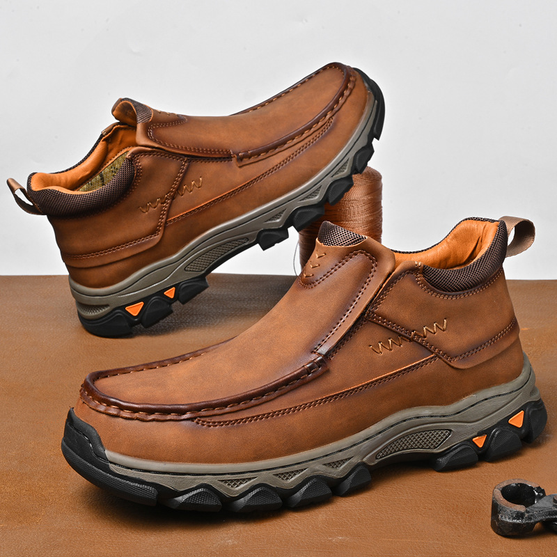 TRAILBORN®Men’s Winter Best-Selling Leather Boots – Urban Outdoor, Wear-Resistant Casual Hiking Boots