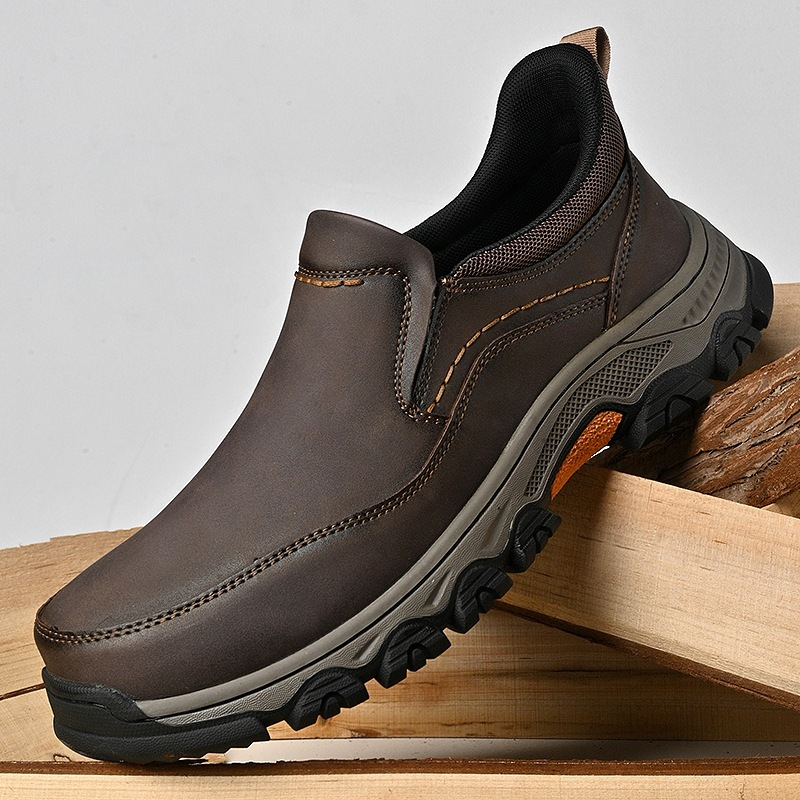 TRAILBORN®New Slip-On Loafers, Outdoor Hiking Thick-Soled Durable Casual Men's Leather Shoes