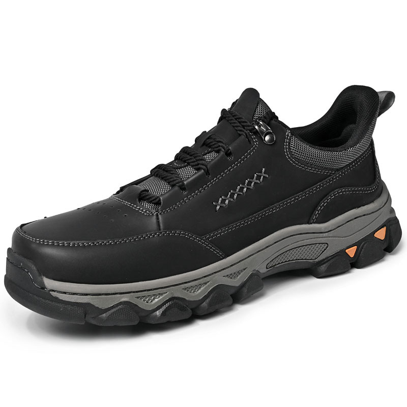 TRAILBORN®New Men’s Quick Slip-On Lace-Up Leather Shoes – Outdoor Hiking, Wear-Resistant Sport Casual Shoes