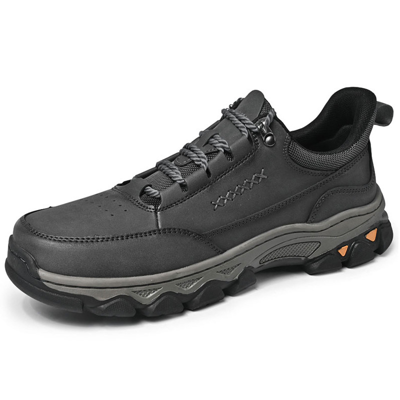 TRAILBORN®New Men’s Quick Slip-On Lace-Up Leather Shoes – Outdoor Hiking, Wear-Resistant Sport Casual Shoes