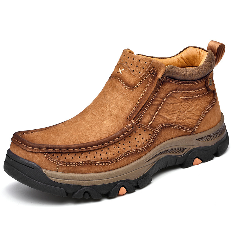 TRAILBORN®Men’s Large-Size Leather Boots – Top-Grain Leather, Thick Sole, Wear-Resistant, Winter Shoes
